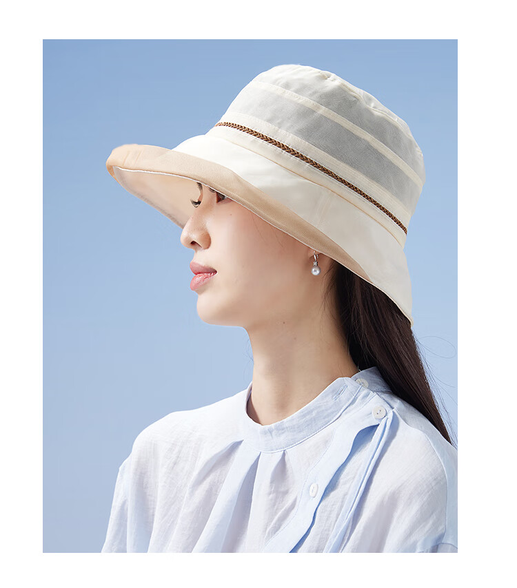 Shanghai Gushi Mulberry Silk Sun Hat for Women, French-Style Wide Brim Sunhat, Breathable Simple UV Protection Pure Silk Fisherman Hat, Mother's Day Gift 4