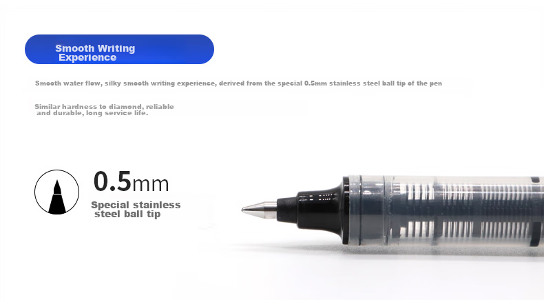 BAOKE BK110 0.5mm Black Rollerball Pen with Bullet Tip for Students' Exams, Gel Ink Pen, Signature Pen, Liquid Ink Pen, 12 Pens/Box 4