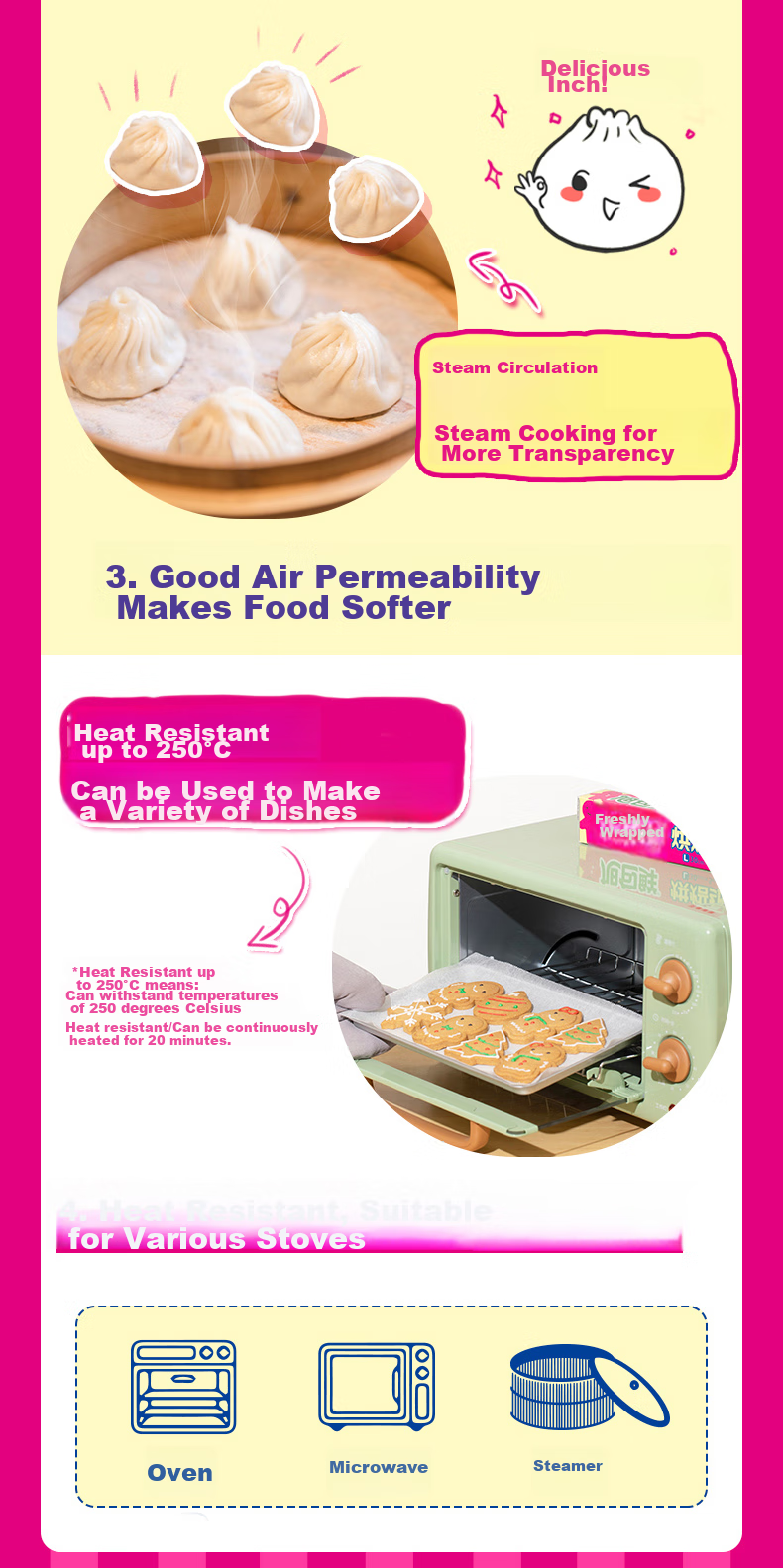 Xubaoxian Baking Paper, 30cm*5m, Air Fryer Silicone Oil Paper, Cake Paper for Oven And Microwave 4