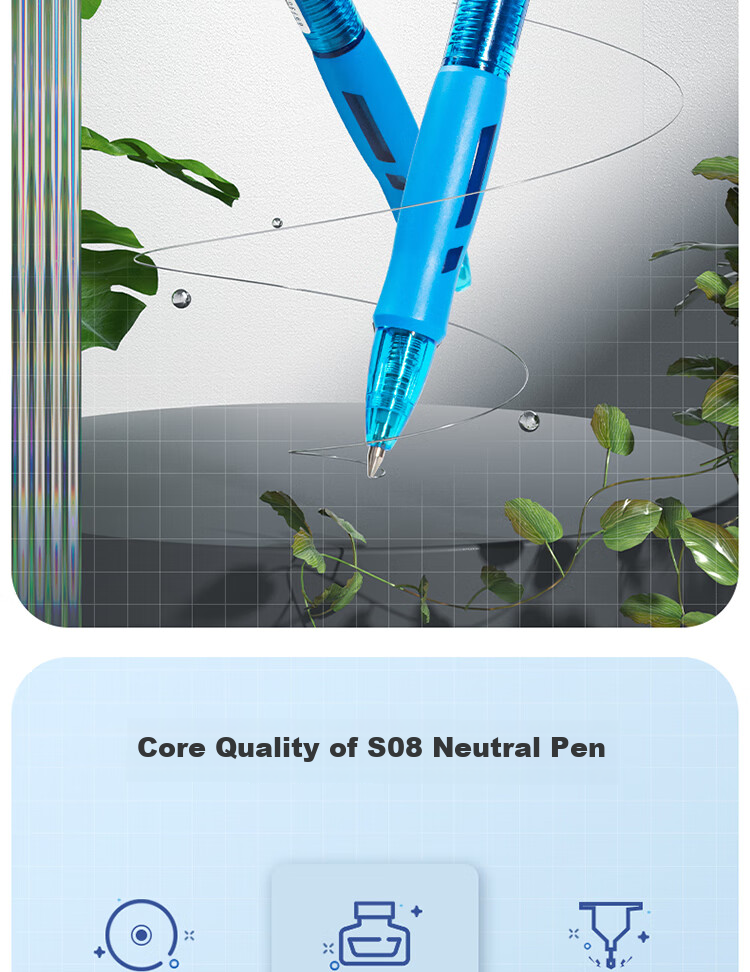 Deli Smooth Click Gel Pen Signature Pen Office Supplies 0.5mm Bullet Tip Blue 12 pcs/box S08 College Entrance Exam 2