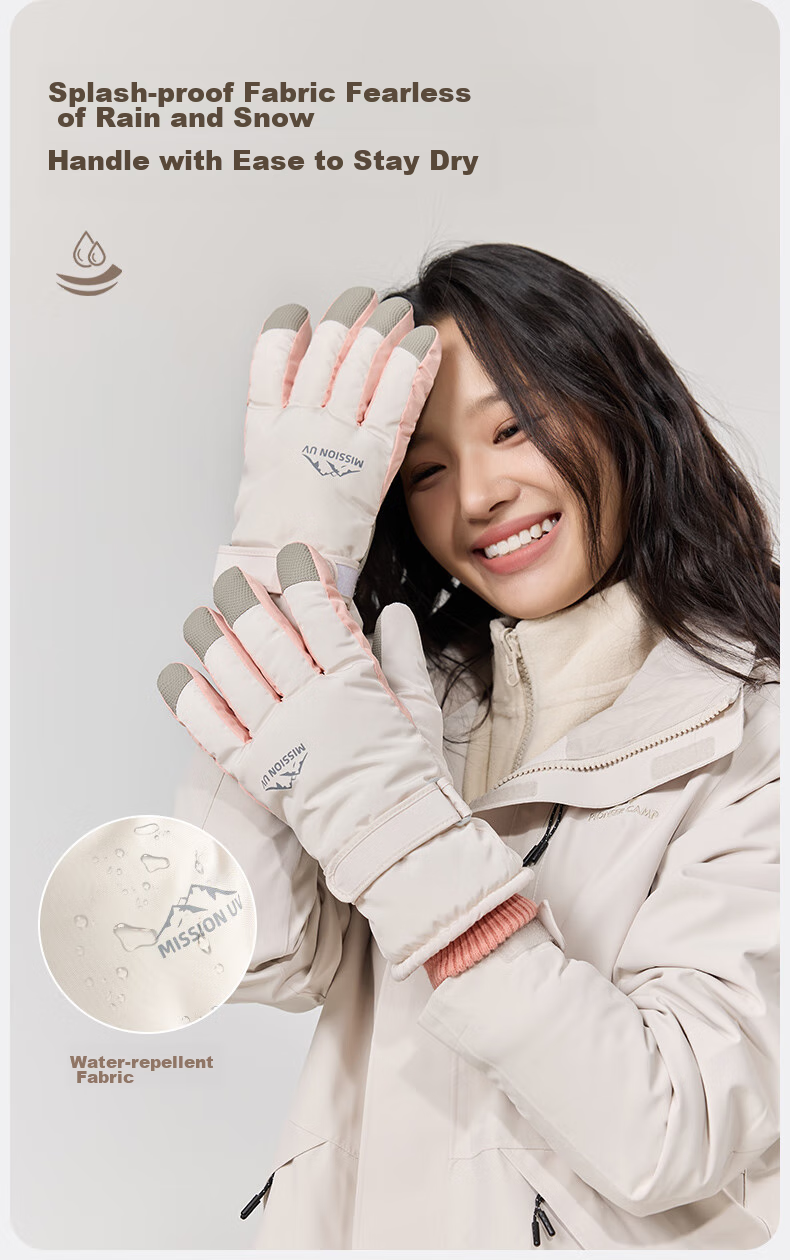 MISSION UV Ski Gloves for Women, Winter Thickened Fleece-Lined Windproof Cold-Resistant Water-Repellent Autumn And Winter Cycling Touchscreen Warm Gloves 6