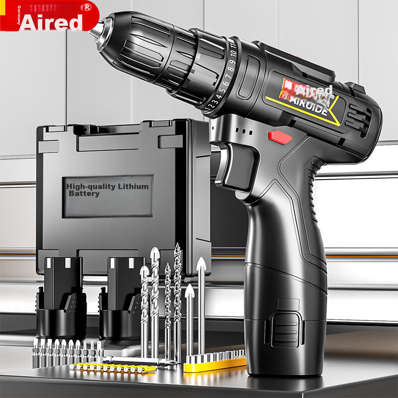 Airuide Cordless Drill, Household Rechargeable Electric Drill, Lithium Battery Pistol Drill, Multi-Functional Electric Screwdriver, Power Tool