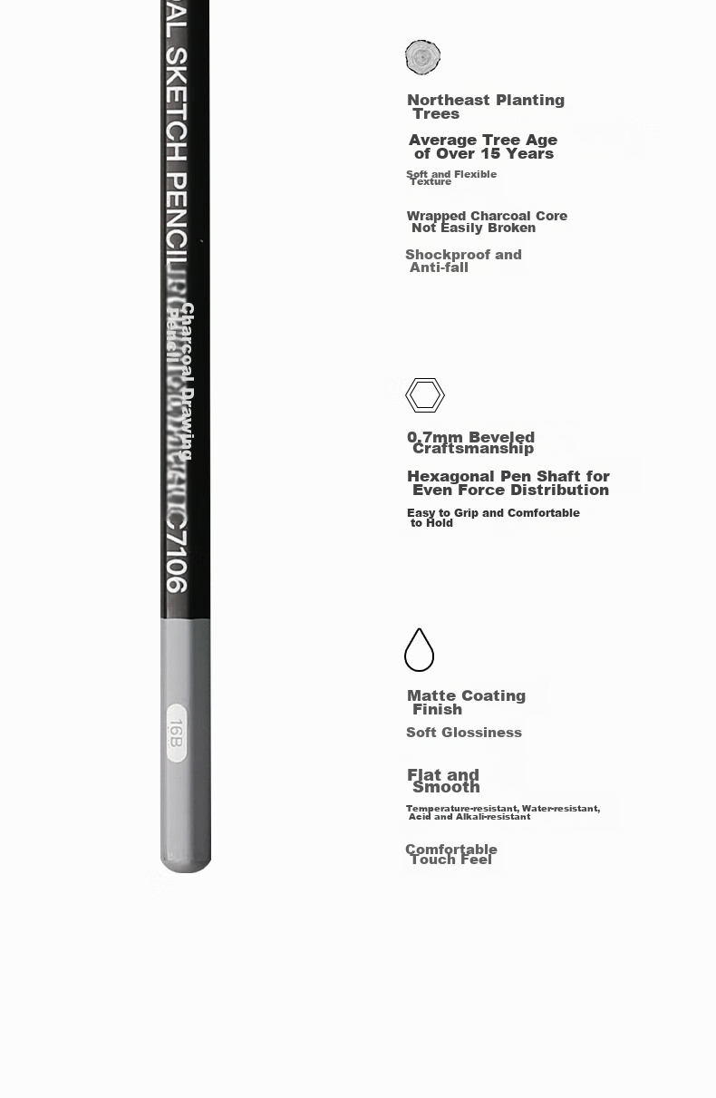 Marie's Matte Sketching Pencil 14B, Art Student-Specific Drawing Pencil for Painting And Sketching, Markers for Drawing 6