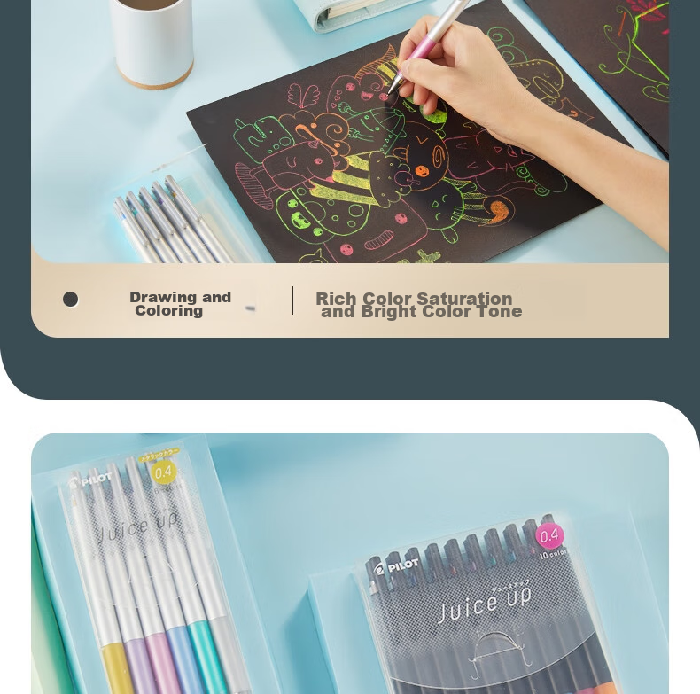 PILOT Juice Up Colorful Retractable Gel Pen, Signature Pen, Water-Based Pen, Student Planner Pen, Stationery Set LJP200S410C 0.4mm 10-Color Set 7