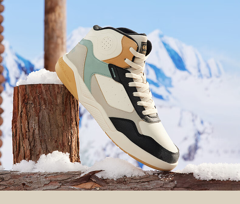 361° Men's Sports Shoes, Autumn And Winter High-Top Fleece-Lined Warm Cotton Shoes, Casual Sneakers for Men, 672146606A-8 23