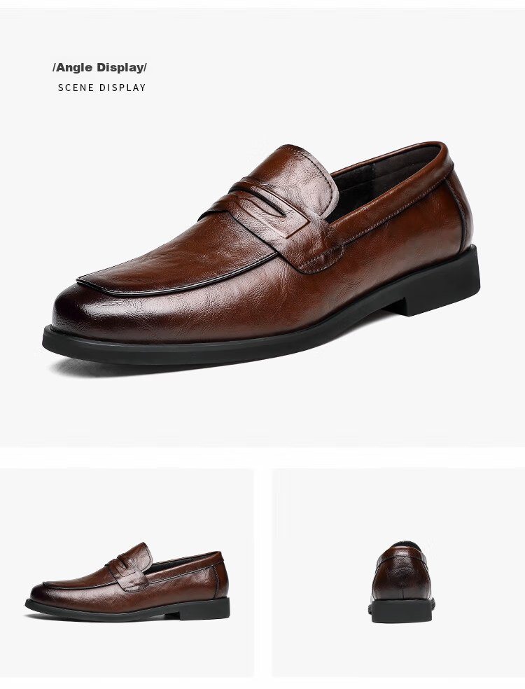 CARTELO Men's Leather Shoes, Soft-Soled Slip-On Business Casual Shoes, Loafers, Breathable Slip-On Leather Shoes for Men, 9906 Brown, Size 44 22
