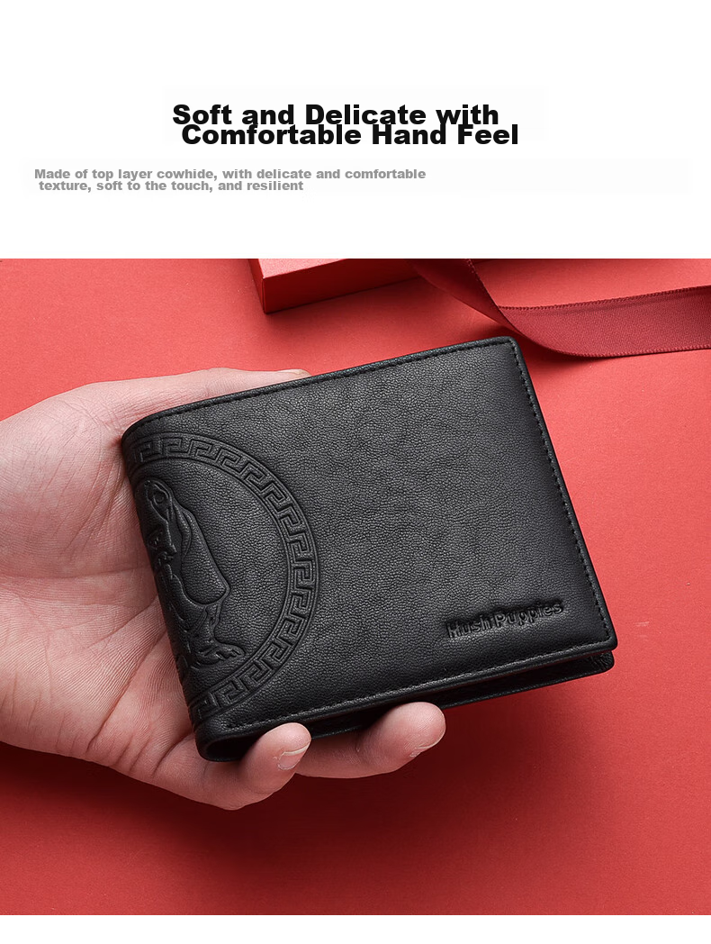 Hush Puppies Wallet, Short Business Casual Brand Embossed Billfold, Gift Box Set, Father's Day Gift for Boyfriend 3