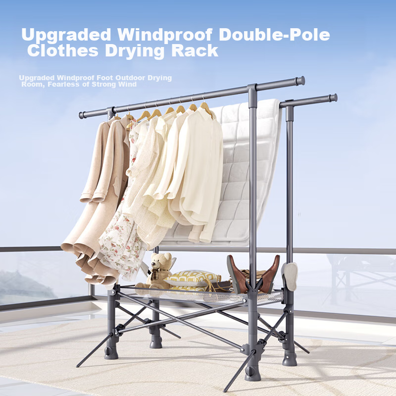 Сушилка для белья Wenna складная, напольная, с двойными стержнями, выдвижная, для балкона и спальни, для сушки одеял