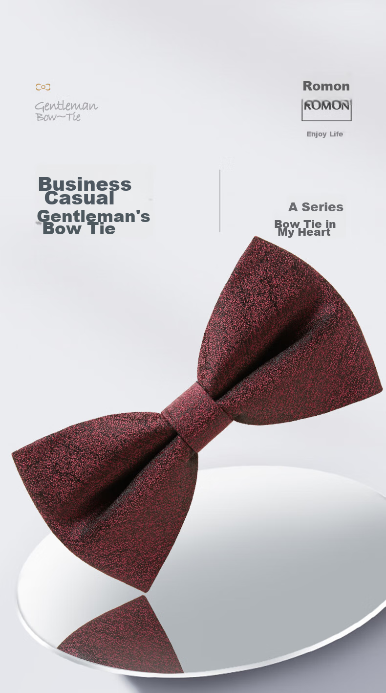 Luomeng Bow Tie for Men, Wedding Groom And Groomsmen, Suit Shirt, Wine Red Color, Wine Red, 12*6cm 1
