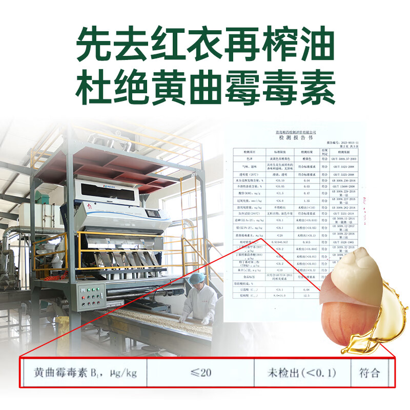 第一坊【保真花生油】冷榨花生油1.6L 食用油 压榨一级 冷榨工艺 便携装