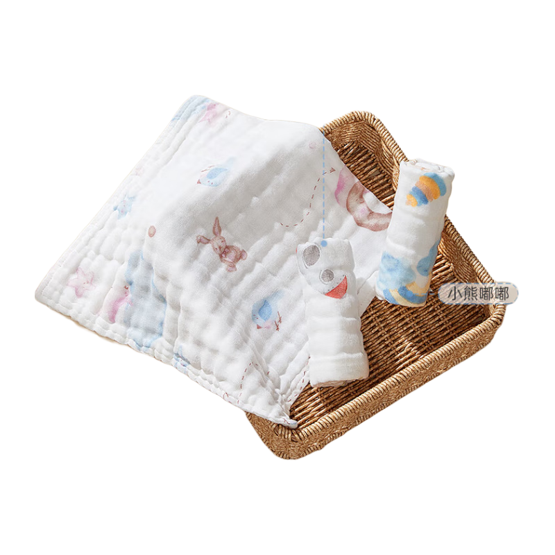 Shiyuejiejing Gauze Square Towel, 6-Layer, 3-Pack, Class A Pure Cotton Drool Bib, Ultra-Soft, Washable, Wanderlust Plan, 30*30