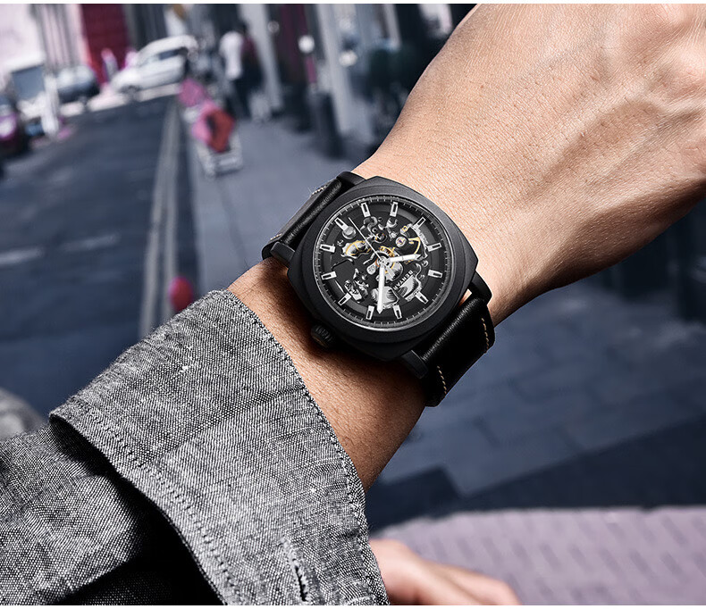 TSAR BOMBA Benyar Youth Trendy Skeleton Mechanical Watch, Student Watch for Men, Casual Sports Leather Strap, Gift for Boyfriend 19