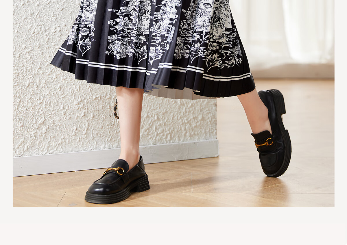 Chushen Oriental Minimalist-Style New Chinese-Style Midi Skirt for Women, Printed High-Waist A-Line Pleated Improved Horse-Face Skirt S143B1423 2