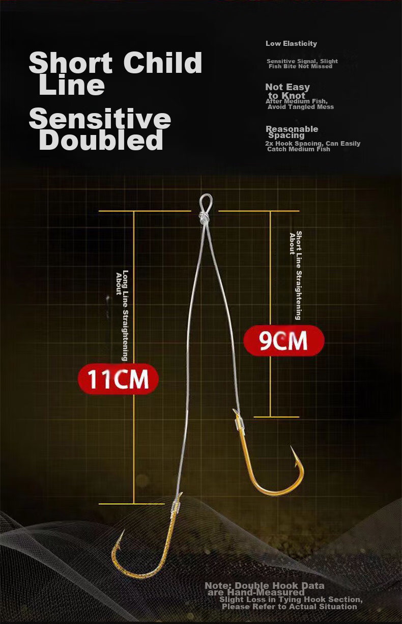 Feimiao Short Line Shihang Jinxue Set with Barbed Hook, Pre-Tied Finished Product, Double Hook [5#0.8+6#1.0] 7