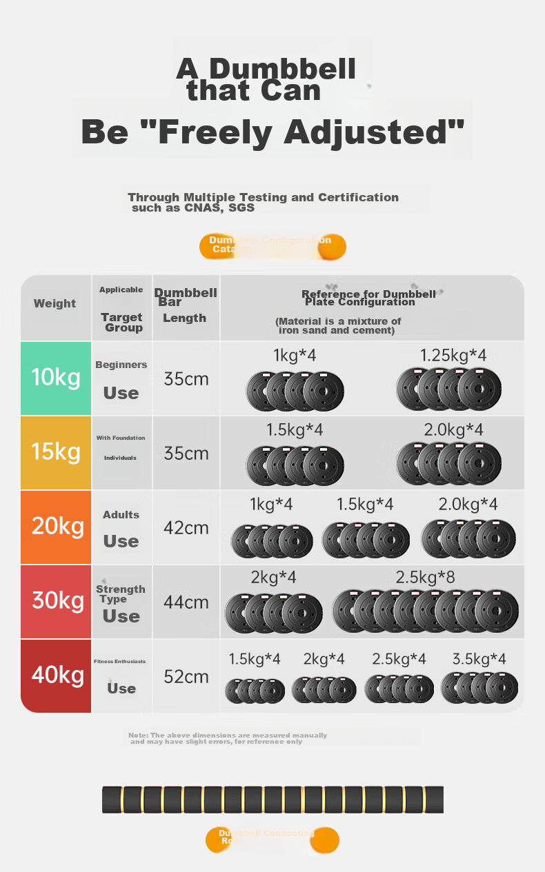 Li-Ning Adjustable Dumbbell Set for Men, Home Fitness Equipment Combination Barbell 20kg Strength Training Quick-Release Exercise 25