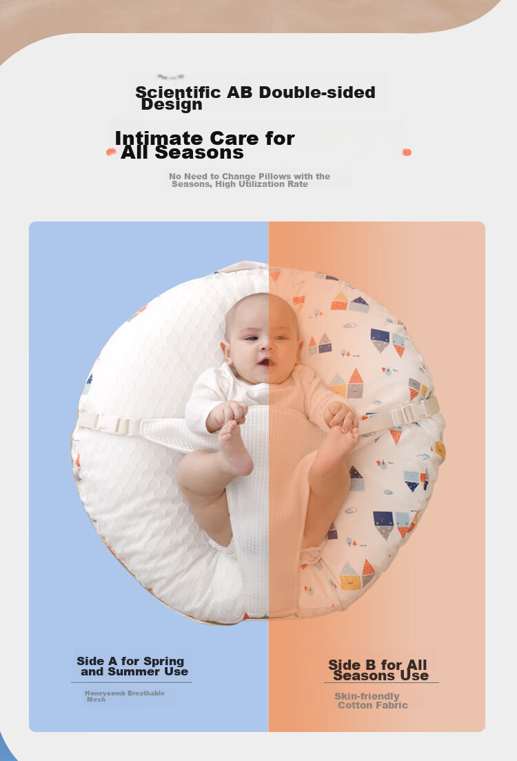 Xiqinbao Baby Anti-Reflux Inclined Pillow, Comforting Pillow, Newborn Nursing Pillow, 0-1 Year Old, Removable Inner Liner (Happy Home) 6