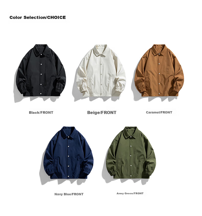 Dingfengbaoluo Lapel Jacket for Men, Spring Windproof Lightweight Coat, Loose Versatile Baseball Shirt Top DFM12 Black 2XL 4