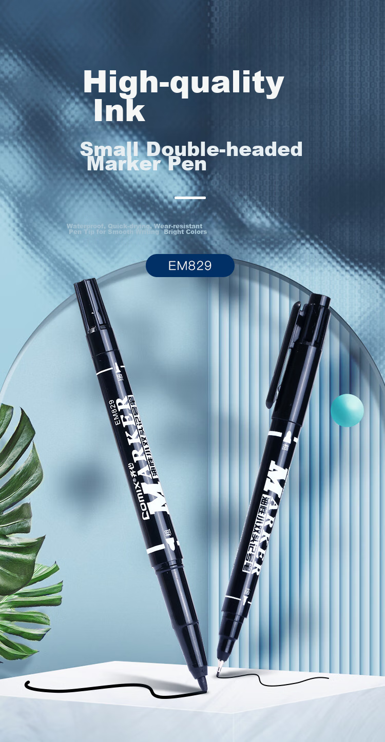 COMIX Dual-Tip Marker/Outlining Pen Drawing/Large Logistics Oil-Based Pen/Line Width 0.5-1.5mm/Red 12 Pieces/Box MK833 1