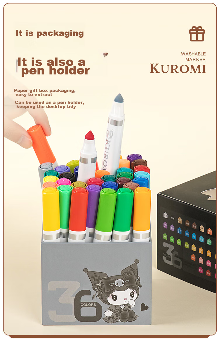 [Lowest Price Online] GuangBo (GuangBo) Marker Set 36 Colors Sanrio Co-Branded Washable Children's Watercolor Pens Drawing Pens Watercolor Painting Kit Kindergarten Student Colored Pens Gift KT84114 8