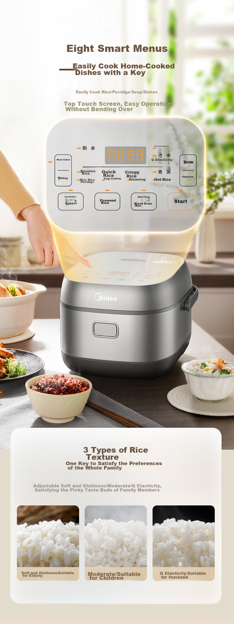 Midea 3L Rice Cooker, IH Heating, Nutritious Mixed Grain Rice, 24h Smart Reservation, 1.5mm Fine Iron Pot, Detachable Upper Cover for Cleaning, MB-CFB3036H [ZMD Peace of Mind Series] 7