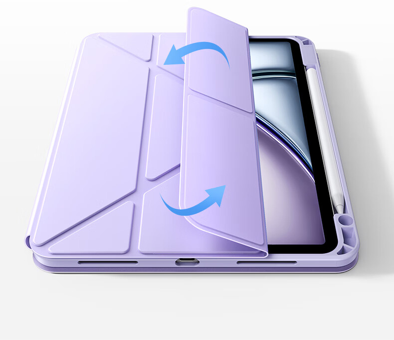Ugreen iPad 12/11/10 Case with Pencil Slot 11-inch 2026 Model A18 Chip Full-Coverage Transparent Y-Shaped Stand Anti-Bend Pink Tablet Case for Apple 22