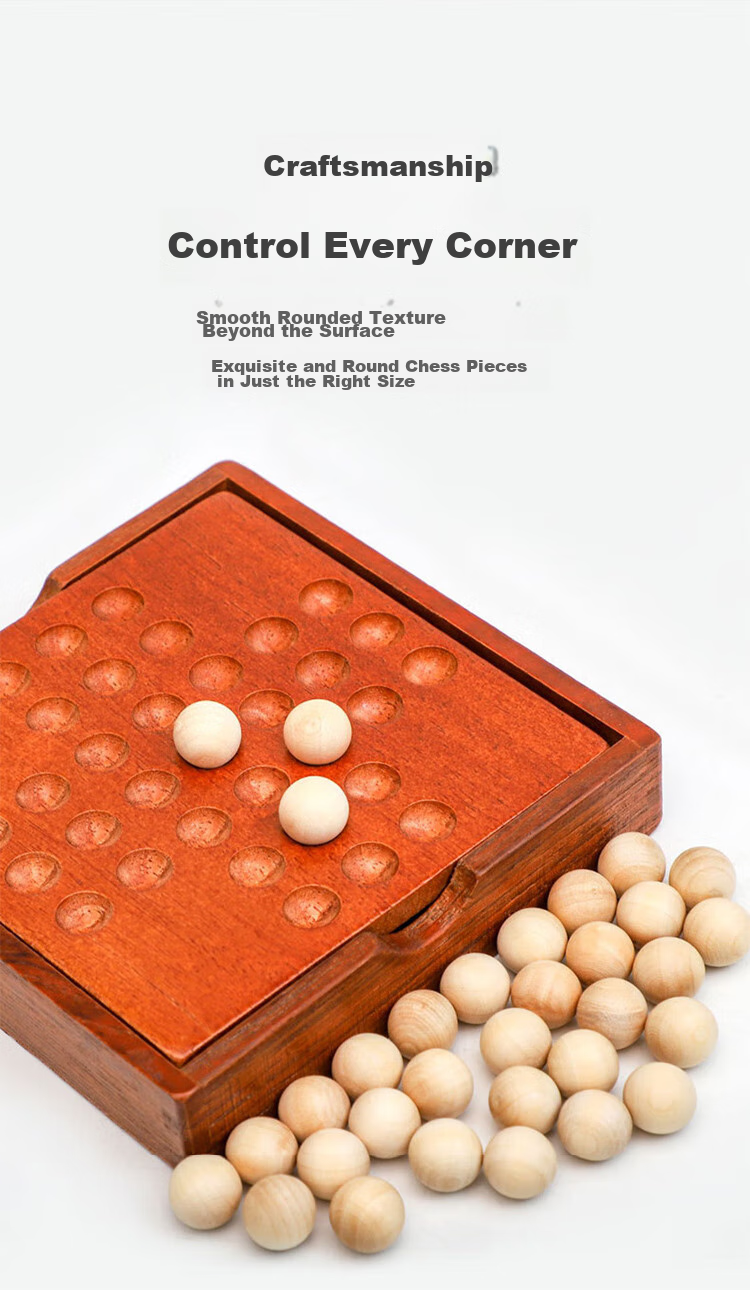 Zihu Single-Player Noble Chess, Independent Diamond Chess, Single-Player Board Game, Children's Wooden Toy, Classical Kong Ming Chess 5