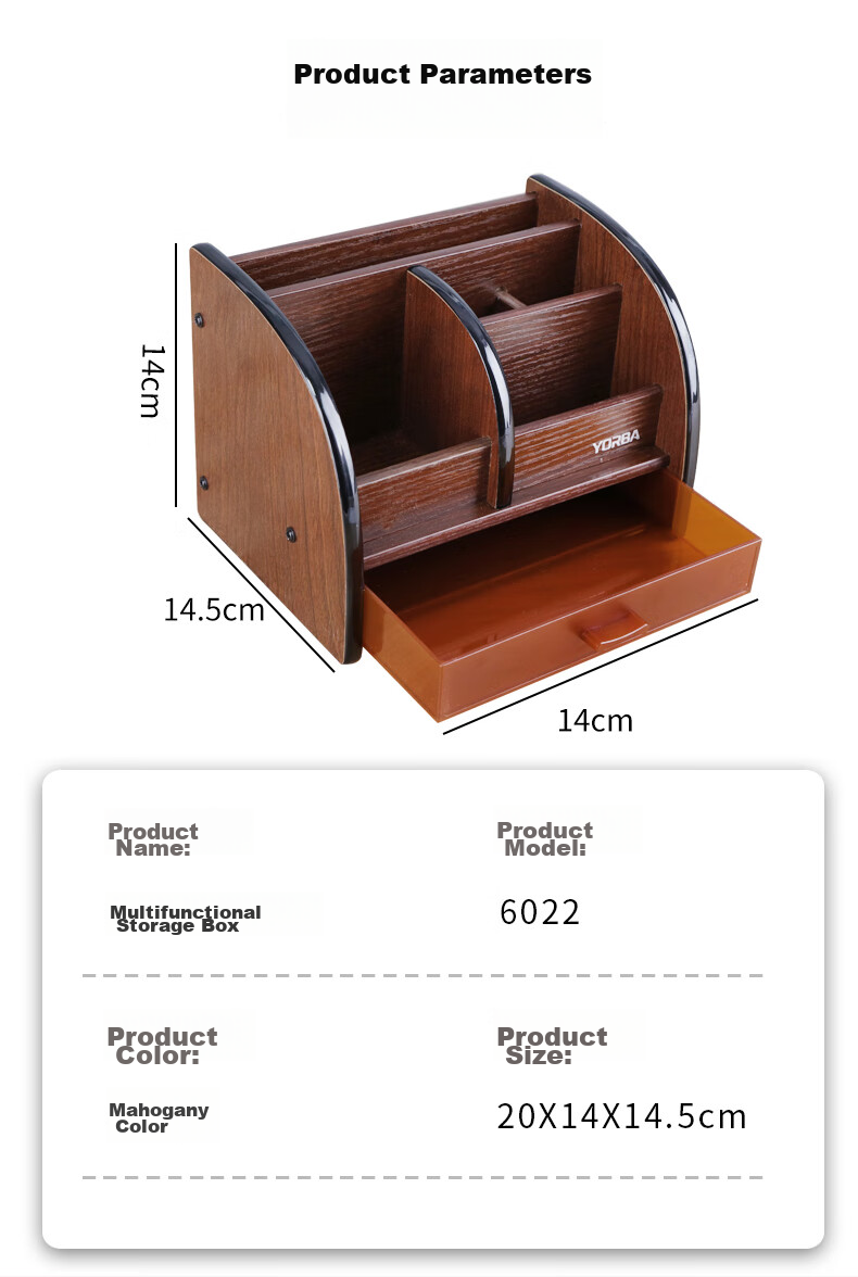 UBTECH Wooden Pen Holder Desktop Storage Box Office Desk Organizer Rack Desktop Drawer Storage 6021A 5