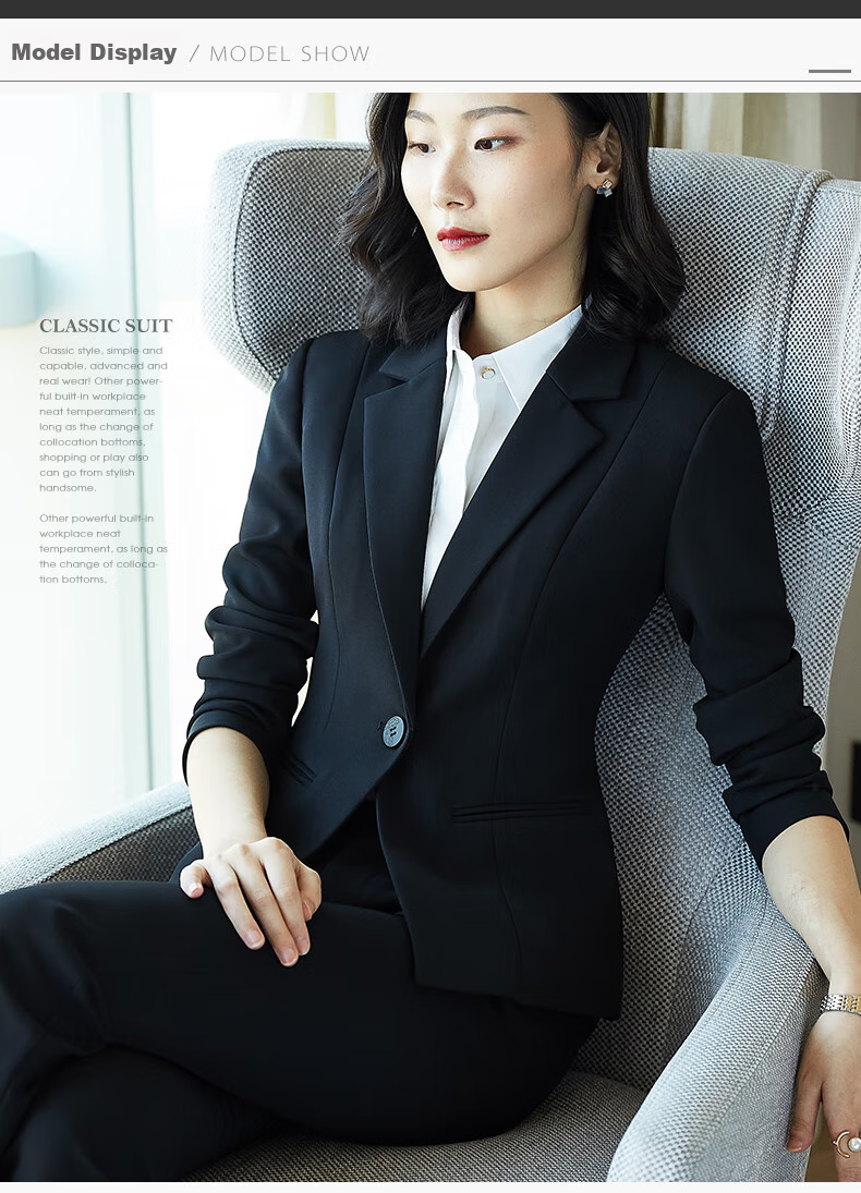 Quehou Spring And Autumn 2022 Fashion Casual Blazer Women's Professional Work Uniform Interview Formal Suit Jacket, Black, Size S 11