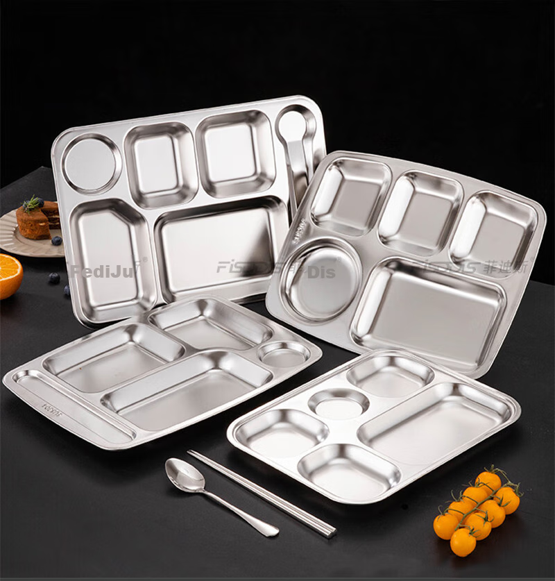 FISDDIS304 Stainless Steel 6-Compartment Commercial Fast Food Tray 350g 17