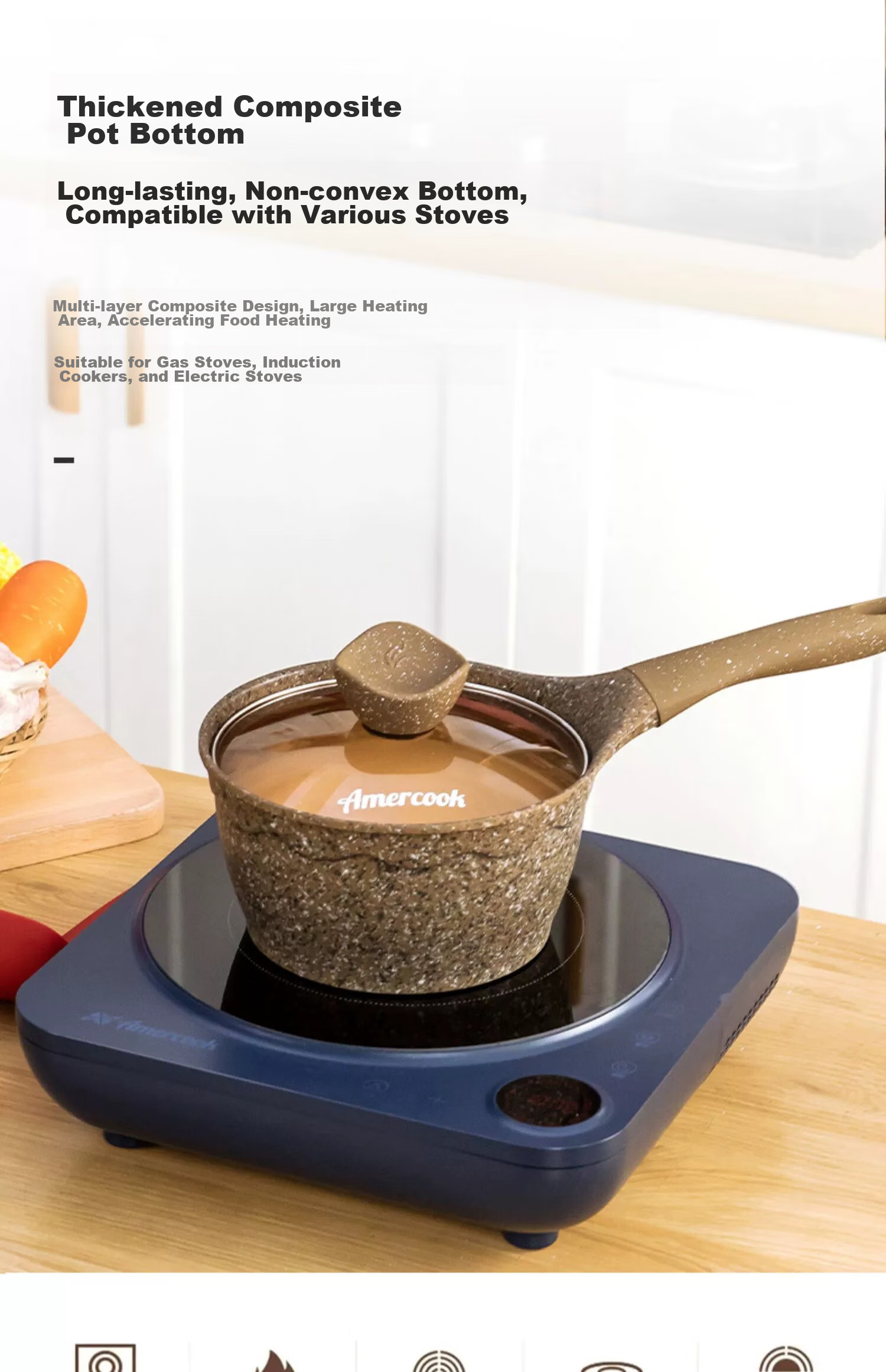 Amercook Alfitai Cookware Set, Two-Piece Set Including Wok, Non-Stick Pan, Flat Bottom Pan, Frying Pan, Amermeal Maifanshi Two-Piece Set, Suitable for Induction Cookers And Gas Stoves 12