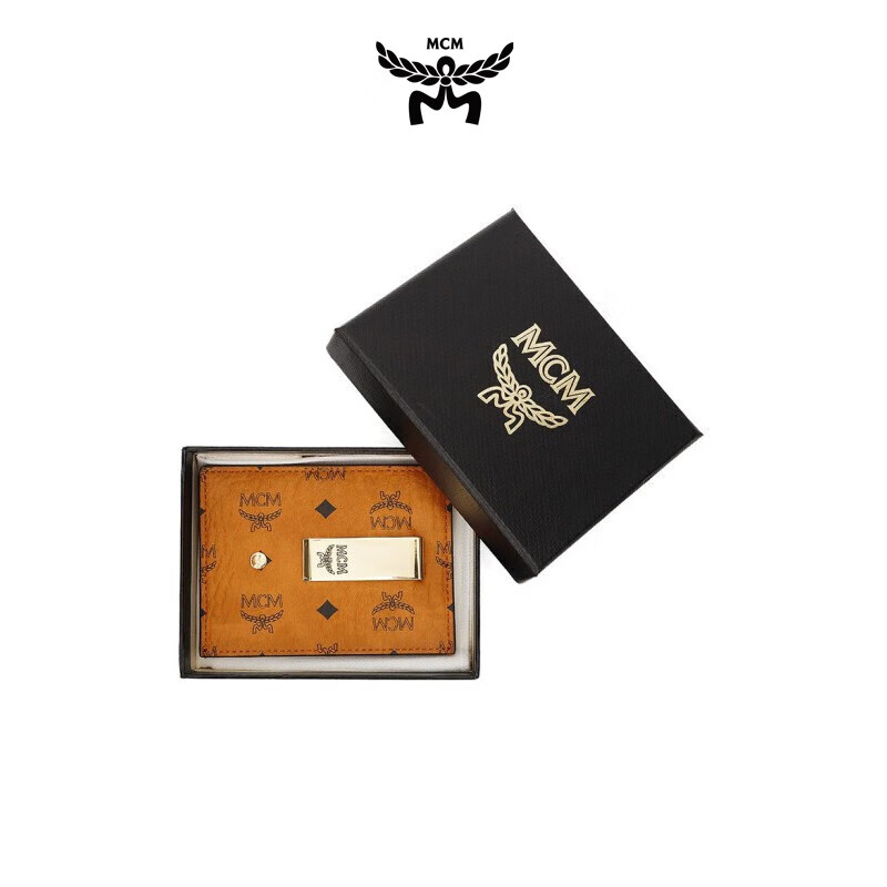 MCM [Brand Original Box] Exquisite Practical Classic Card Holder, Cognac Color, Gift