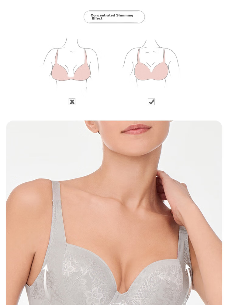 Aimer Push-Up Side Support Adjustable Large Bust Minimizer Sexy Plus Size Bra AM11571 Gray A75 6