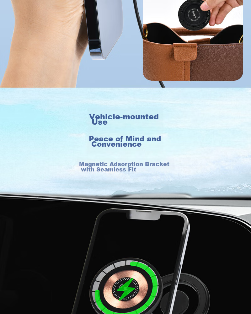 ESCASE MagSafe Magnetic Wireless Charging Stand for IPhone, Two-In Fast Charging Transparent Punk Case for IPhone 15/14/13/12 Pro Max with EarPods, Black 11