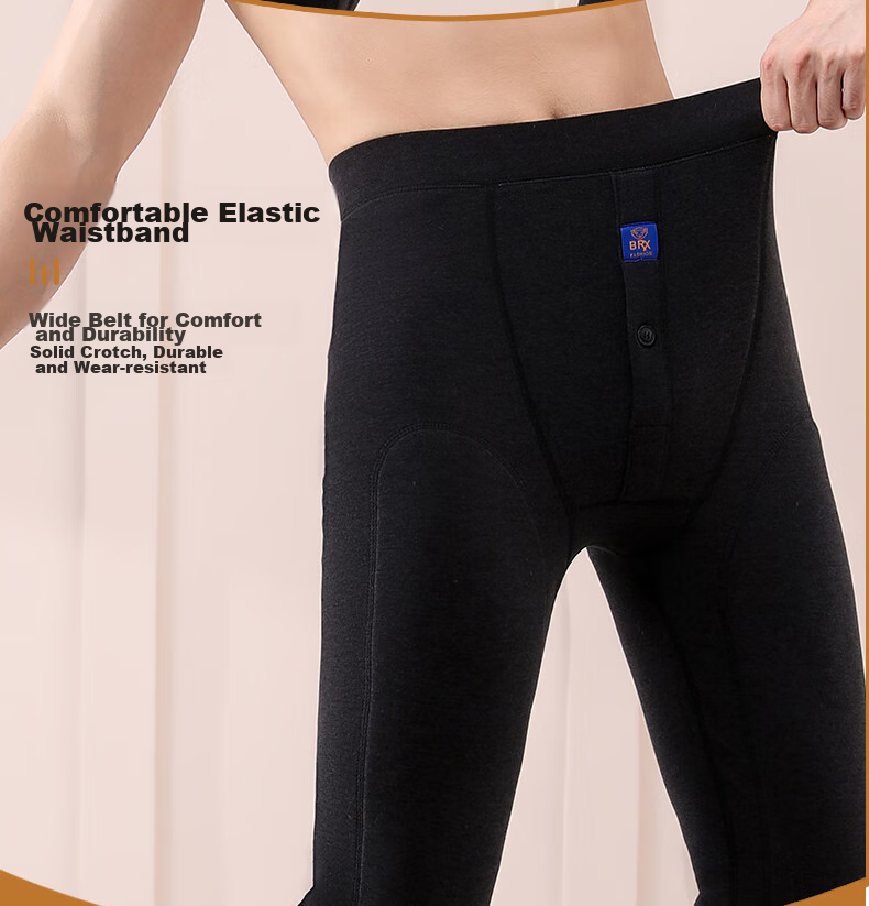 LangSha Thermal Underwear for Men [2025 Autumn New Arrival], Inner-Lined Fleece-Lined Thick Base Layer Pants, Northeast Large Size down Knee-Protecting Cotton Pants 11