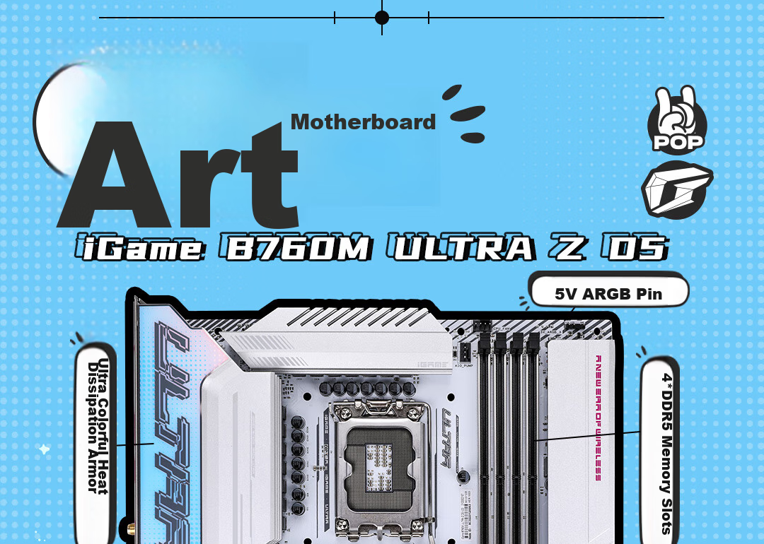 Colorful IGame B760M ULTRA Z V20 DDR5 Rear-Mounted Motherboard, Compatible with 14600K/13700K (Intel B760/LGA 1700) 4