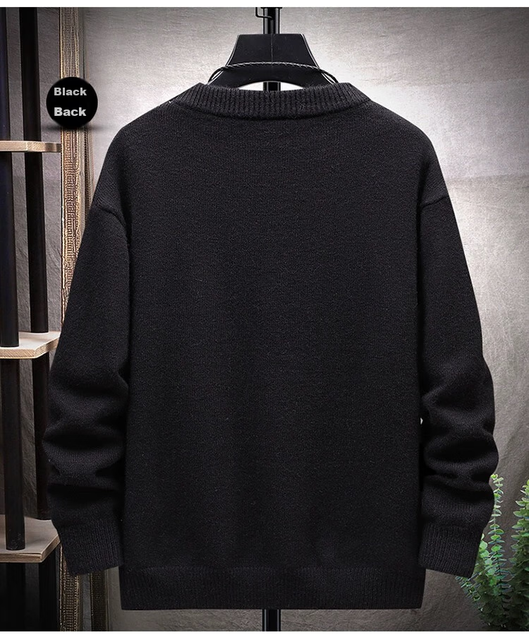 Huili Men's Sweater, Autumn And Winter Round Neck Pullover, Warm Base Layer Knit Sweater, Thick Comfortable Warm Top, Iron Gray, 4XL 16