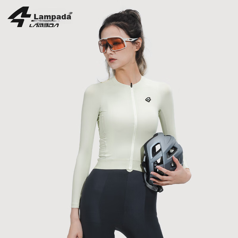 Lameda Women's Long-Sleeve Cycling Jersey, Sun Protection, Slimming, Summer Road And Mountain Bike Fashion Thin Top, Flowing Cloud White, Size L