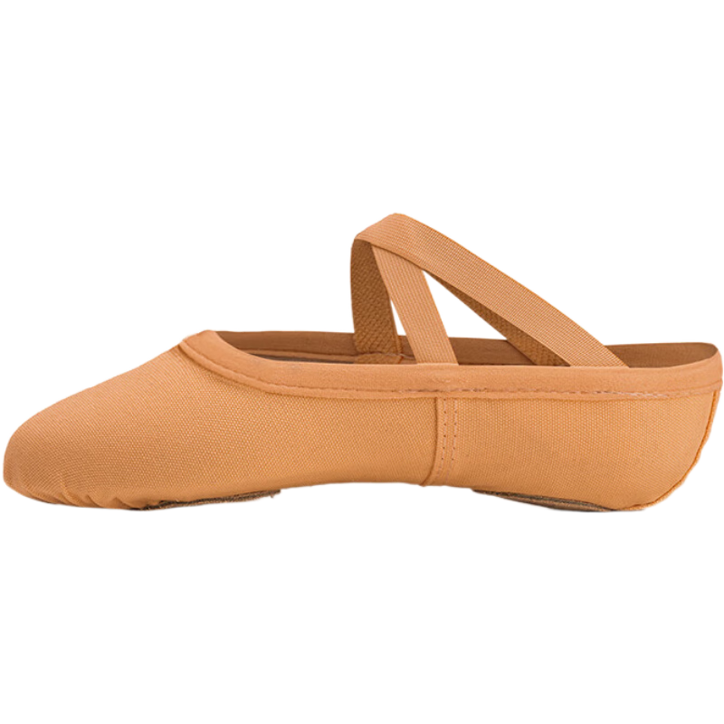 Sansha Ballet Practice Shoes, Cotton Canvas Dance Shoes, Children's Soft-Soled Shoes, Dancing Cat Paw Shoes, NO.56 Light Brown, Size 35