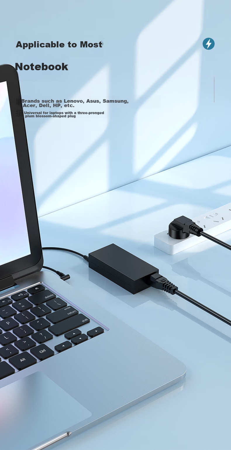 BIAZE Laptop Power Cord, Three-Prong Plug, Computer Charger, Power Adapter Cable, Suitable for Monitors, Compatible with Lenovo, Dell, ASUS, HP, Acer, Hasee, Samsung, 1.5 Meters 3