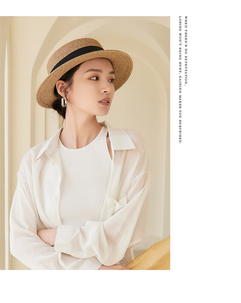 Siggi Straw Hat for Women, Summer Sun Protection UV-Resistant Flat Brim Hat, Sunscreen Cap, Flat Top Hat, Sun Visor, Gift for Wome 20