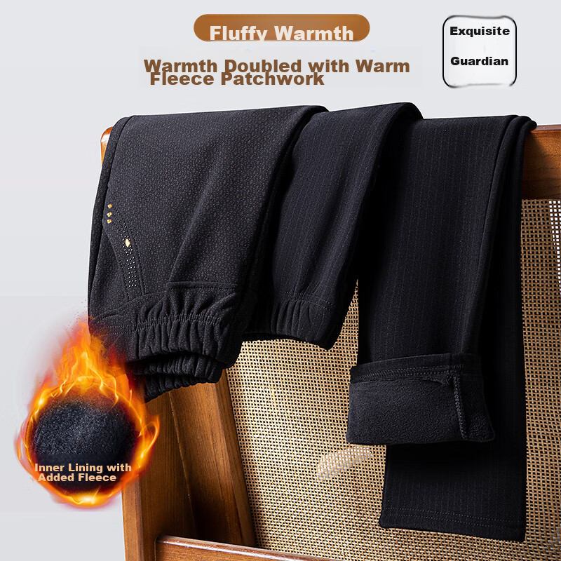 Hengyuanxiang Middle-Aged Women's Winter Fleece-Lined Thick Casual Pants, High-Waisted Elastic Waist Trousers for Middle-Aged And Elderly Women, Straight-Leg Pants 2