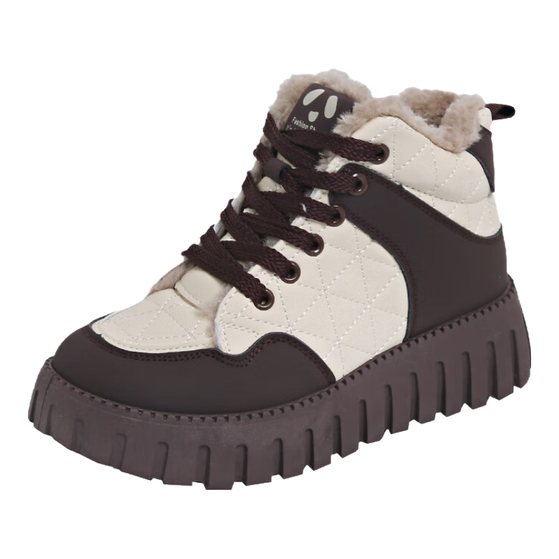 CARTELO Fleece-Lined Women's Shoes, Winter Cotton Shoes, Snow Boots, Warm Sports Casual Shoes for Women, 1541M, Brown, Size 40
