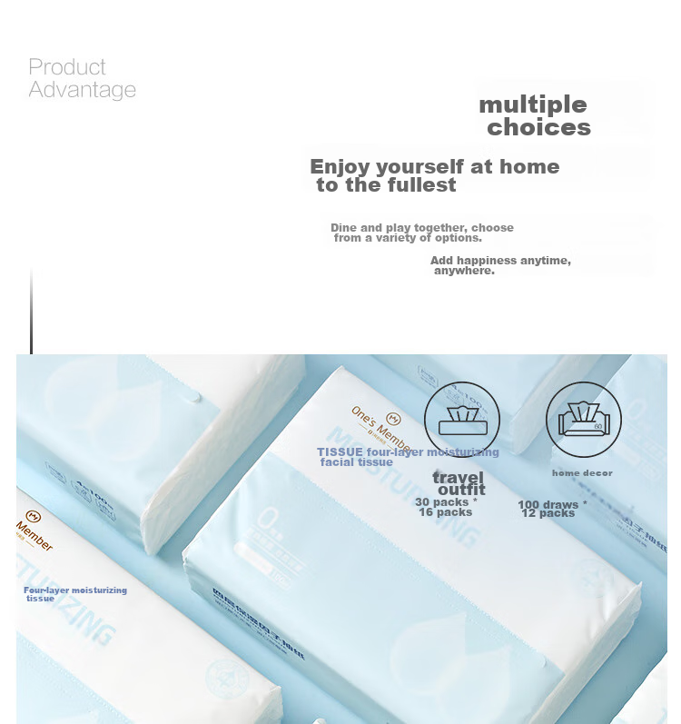 One's Member Cloud Soft Moisturizing Tissue, S Size, 40 Sheets*6 Packs, Creamy Cloud Soft Tissues, Facial Tissues, Napkins 15