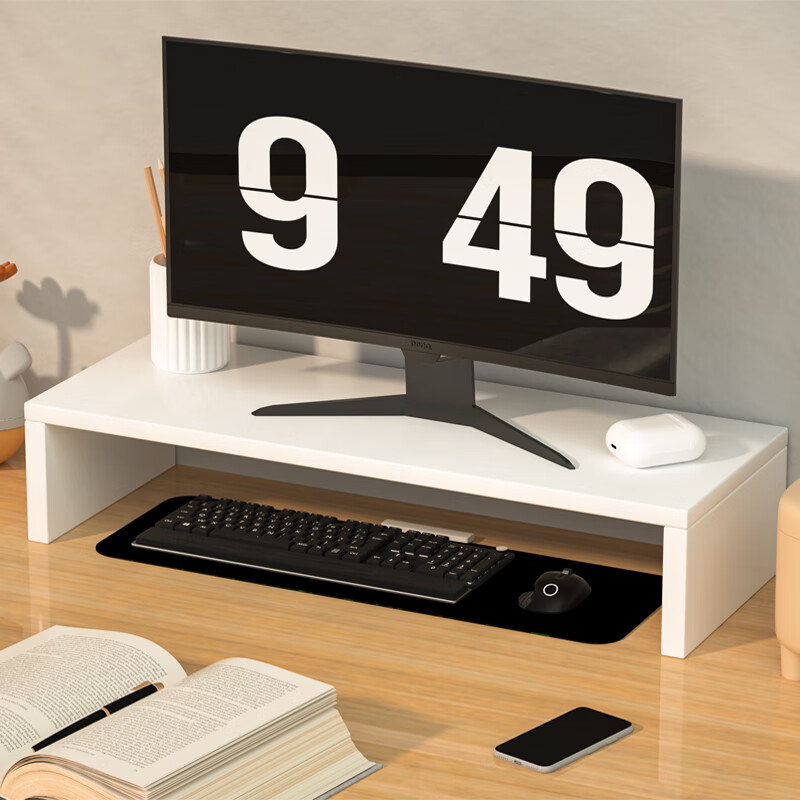 HMJIA Computer Desk Monitor Riser Stand, Single-Layer Keyboard Storage Rack, Portable Organizer Shelf, H-X302W