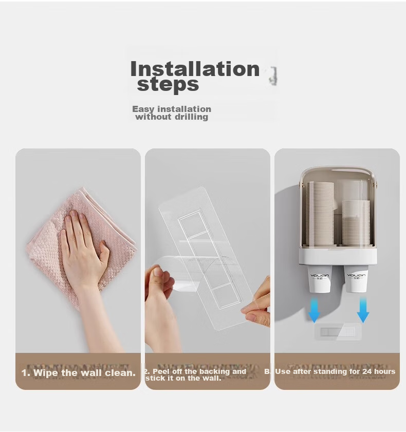 Jiadu Disposable Cup Dispenser, Wall-Mounted Water Dispenser Cup Storage Rack, Home Cup Holder, Paper Cup Rack 22