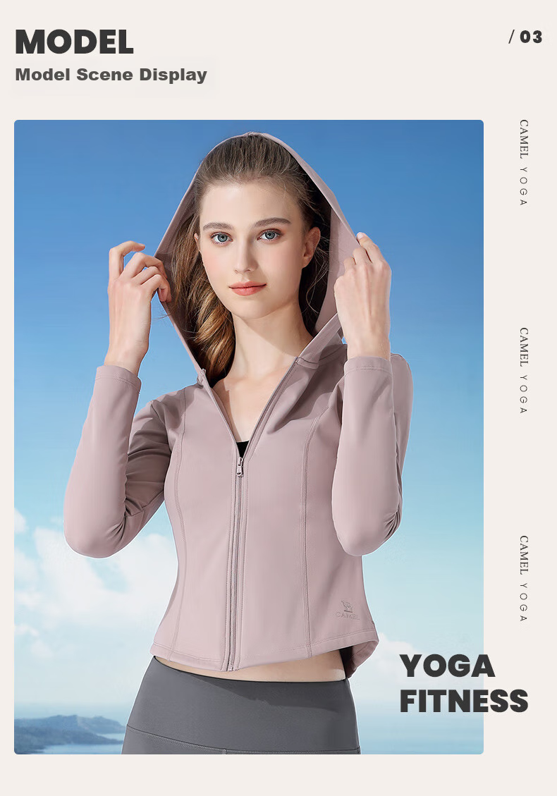 CAMEL Quick-Dry Sun Protection Jacket for Women, Original Yarn Ice-Feel Outdoor Sports Hoodie, Slim-Fit New Summer Top Coat 16