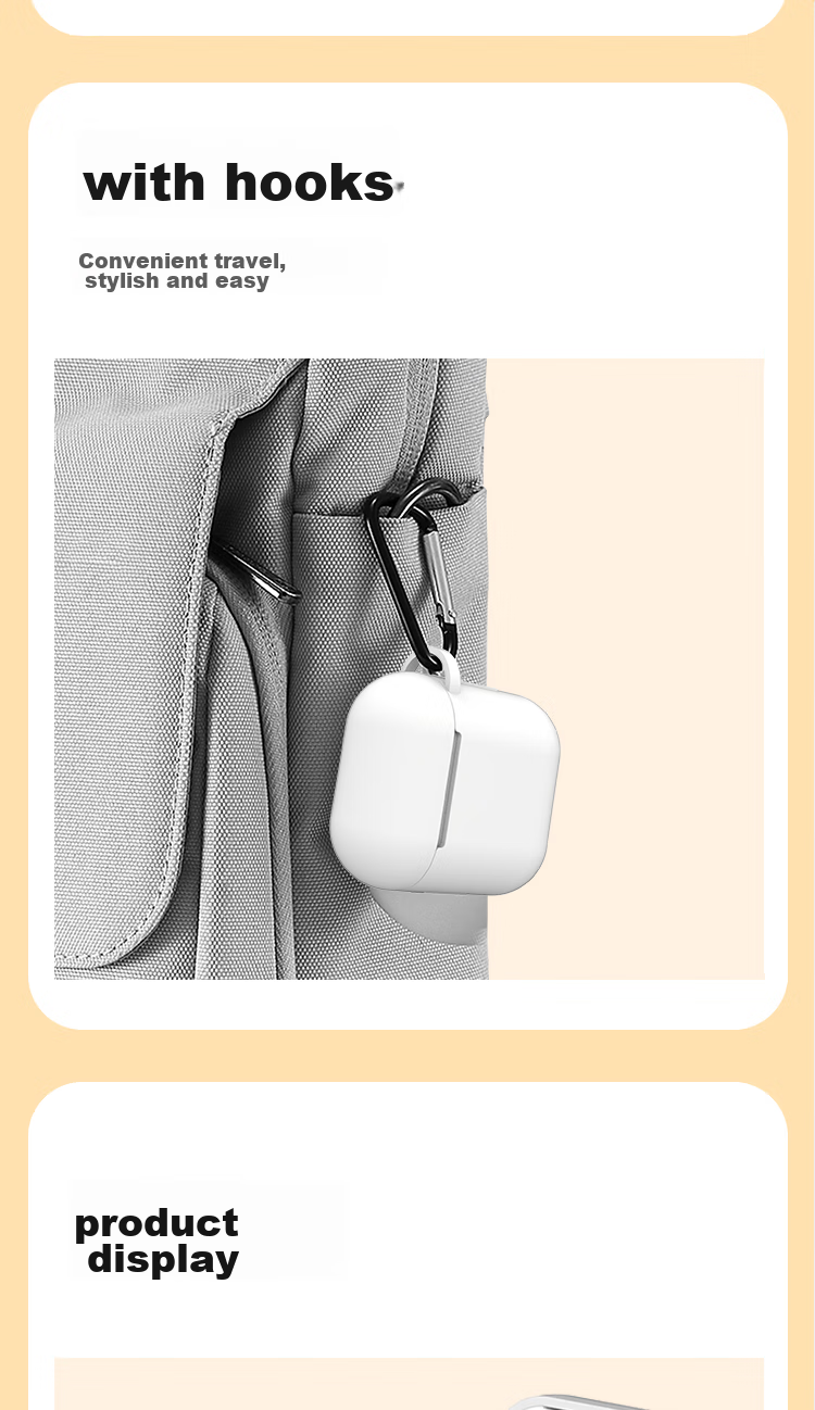 ESCASE AirPods Case for First And Second Generation, Apple Wireless Bluetooth Earphone Case, Silicone Ultra-Thin Frosted Anti-Slip Shockproof Cover with Hook Storage Box, Black 7