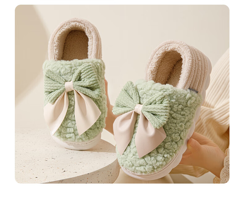 Taxiang Cotton Slippers for Men And Women, Indoor Home Use, Thick Sole, Warm Plush Cotton Shoes TR239 14
