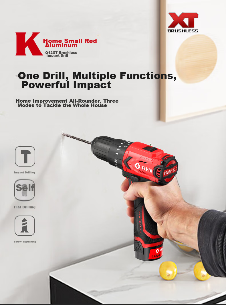 KEN 12V Impact Drill Q12XT-2 Brushless Lithium Drill, Multi-Functional Electric Drill, Household Screwdriver, Power Tool 1
