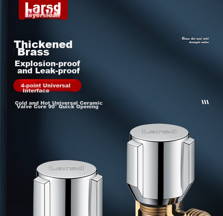 Larsd Full Copper Thickened Angle Valve, Hot And Cold Water Compatible Quick-Open Triangular Valve, High Flow Angle Valve, Stop Valve LD107 1